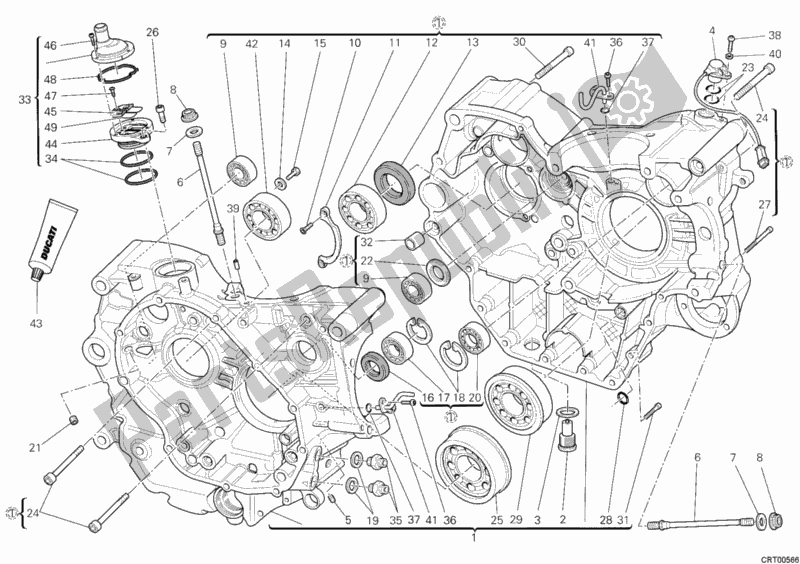 Todas as partes de Bloco Do Motor do Ducati Hypermotard 1100 EVO 2012